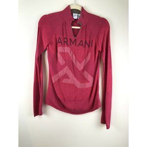 Armani Exchange Red Logo Top Split Neck Top Size S